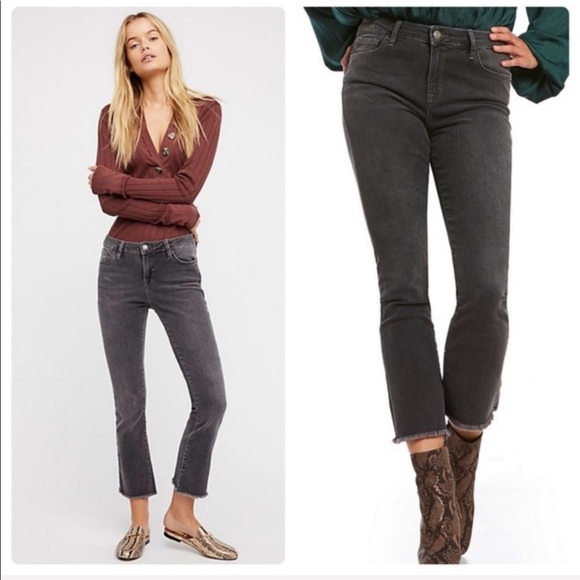 Free People High Rise Distressed Black Jeans 24 - Picture 6 of 6